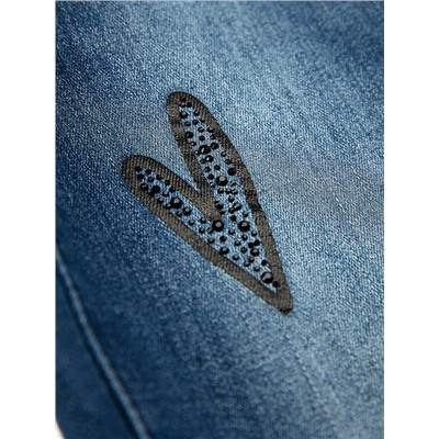 Брюки текстильные джинсовые утепленные флисом для девочек