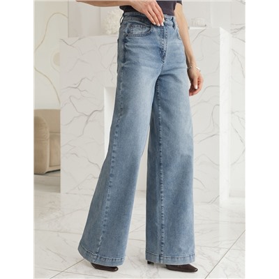 Джинсы трубы прямые с декоративной стиркой из эластичного денима