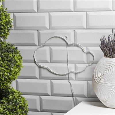 Светодиодная фигура «Облако» 29.5×18 см, металл, батарейки ААх2 (не в комплекте), свечение тёплое белое