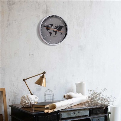 Часы настенные интерьерные «Материки», d=30.5 см, бесшумные