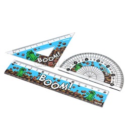 Набор линеек "My game" линейка, линейка-треугольник, транспортир, 3 шт., в ПВХ конверте