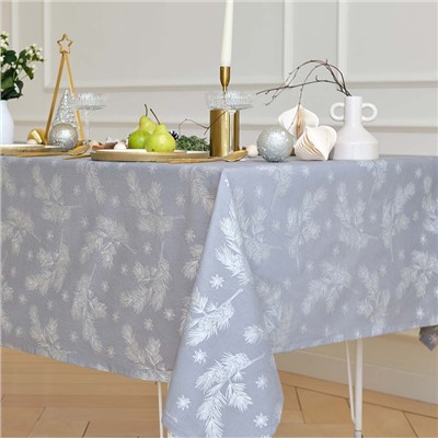 Скатерть новогодняя «Этель. Серебряные ветки», 110×149 см, 100% хлопок, саржа 190 г/м²