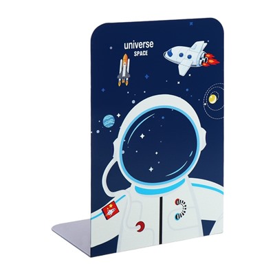 Держатель (ограничитель) подставка для книг, 2 штуки «Космос.Астронавты», синий