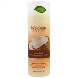 Live Clean, Увлажняющий гель для душа, кокосовое молочко, 17 унций (500 мл)