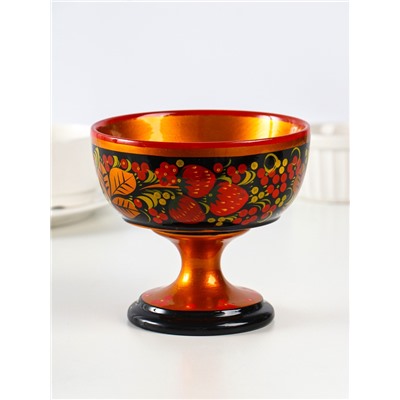 Конфетница на ножке «Сласть», 14.5×15 см, дерево, хохлома