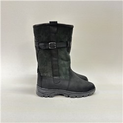 Мужские монголки черные из нубука на литой подошве