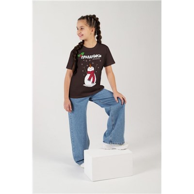 Фуфайка (футболка) для девочки Карнавал-1 (Шоколадный)