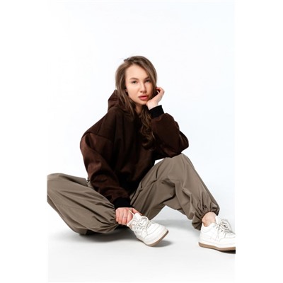 Свитшот 4 оверсайз короткий (Темно-коричневый)