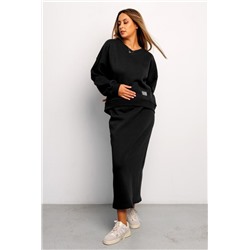 Юбка длинная макси с разрезом 388BLK (Черный)