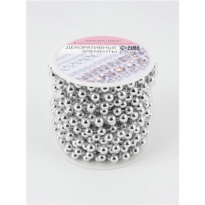 Бусы на нитях, 7.5 мм, 9±1 м, цвет серебряный