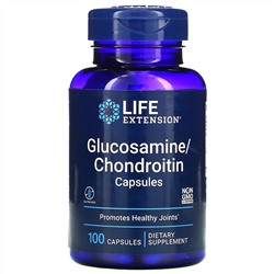 Life Extension, капсулы с глюкозамином и хондроитином, 100 капсул