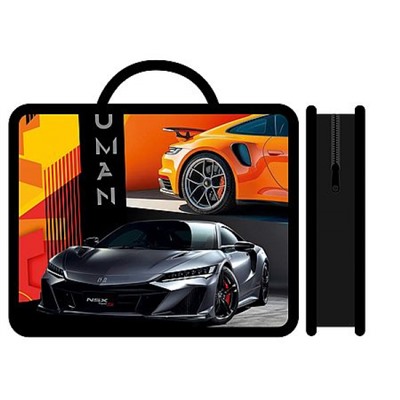 Папка пластиковая А4 на молнии с ручками 33х26х7,5 см ПМ-А4-26 "СПОРТИВНЫЙ АВТОМОБИЛЬ/SPORT CAR 2026" Пчелка