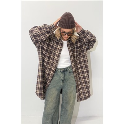 Рубашка женская  HUG077/07/Бордовый, белый