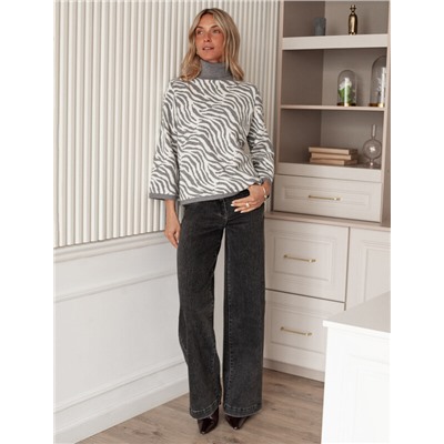 Свитер жаккардовой вязки с кашемиром