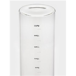 Бутылка для воды, 790 мл, 7.5×23 см, с трубочкой и шкалой времени, стекло, прозрачная