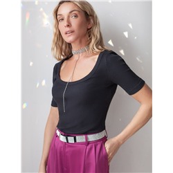 Футболка из трикотажа в широкий рубчик