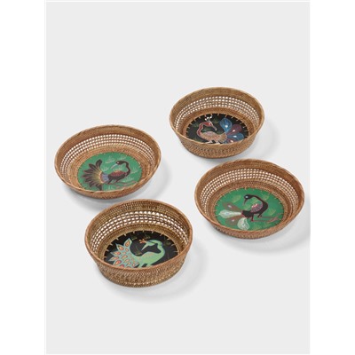 Корзинка плетёная из ротанга «Павлин», 23×23×7 см, МИКС