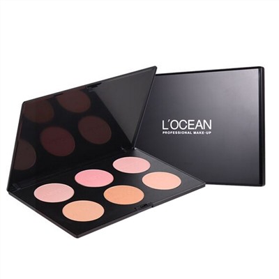 L‘OCEAN Профессиональная палетка румян 6 оттенков / Hole Blusher, 10 г x 6