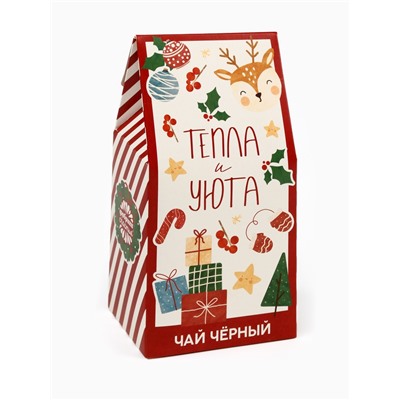 Подарочный набор новогодний «Тепла и уюта», чай 50 г, печенье с предсказанием 8 шт., ежедневник