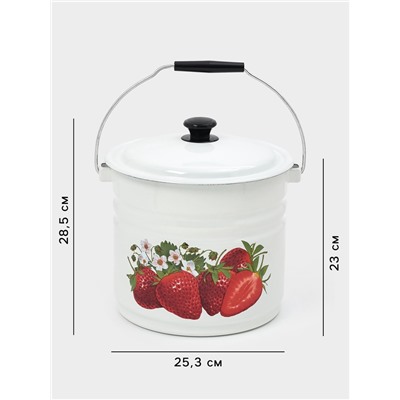 Ведро эмалированное, 10 л, с крышкой и ручкой, белое