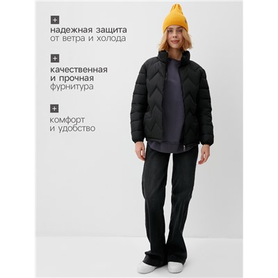 Куртка женская демисезонная на молнии Collorista, чёрная, размер 50