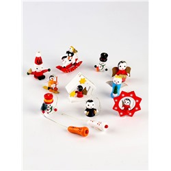 Ёлочные игрушки в подарочной коробке, деревянные, набор 12 шт.