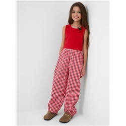 Комплект для девочек: топ трикотажный, брюки текстильные