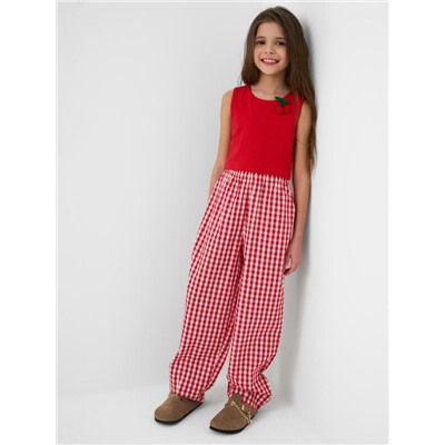 Комплект для девочек: топ трикотажный, брюки текстильные