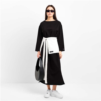 Платье миди женское с разрезом MIST, размер S-M, чёрное