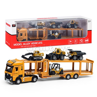 Автовоз со строительными машинами, в коробке