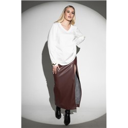 Лонгслив с V- образным вырезом (Молочный)