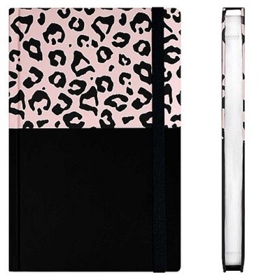 Ежедневник недатированный А5 192 стр. 71541 "ЛЕОПАРД РОЗОВЫЙ" клетка, на резинке Феникс