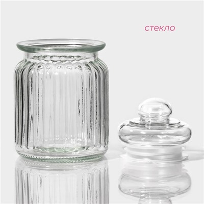 Банка для сыпучих Доляна «Лада», 250 мл, 7.5×12 см, стекло, прозрачная