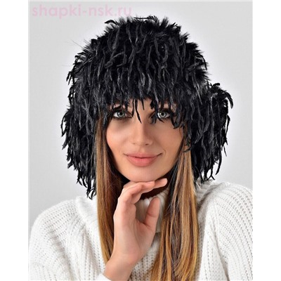 Букле пайетка страус корот.уши Ушанка флис (56-58)