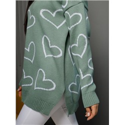 Джемпер удлиненный "Сердца"