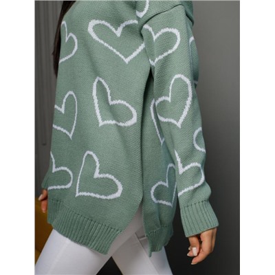 Джемпер удлиненный "Сердца"