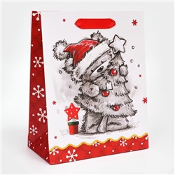 Пакет подарочный новогодний ламинированный «Обнимашки»,18×23×10 см