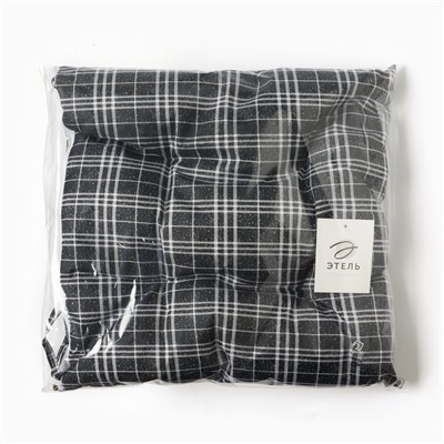 Подушка на стул Этель «Клетка» цв.черный, 40×40 см, 100% п/э