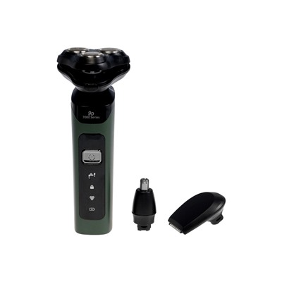 Электробритва LBR-13, роторная, 3 Вт, триммер, 3 головки, сухое бритьё, от АКБ, зелёная