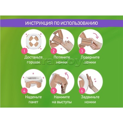Горшок дорожный HandyPotty 3 в 1 бежевый и вкладка розовая