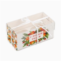 Коробка для капкейка «Новый год: Мандарины», 8×16×7.5 см
