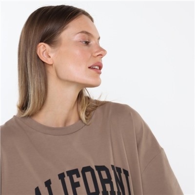 Футболка женская Little Secret, коричневая, размер оверсайз (42-46)