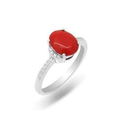 Кольцо из серебра коралл, МЦВ688