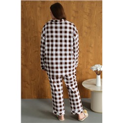 Теплая пижама больших размеров с рубашкой и штанами