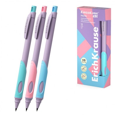 Авт. карандаш 0,5 мм "ErgoLineR Kids Pastel" с точилкой,НВ 63833 ErichKrause