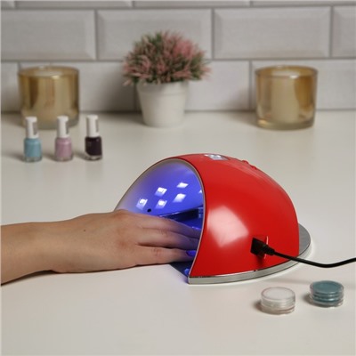 Лампа для маникюра Luazon LUF-22, LED, 21 диод, 48 Вт, таймер, 220 В, красная