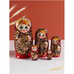 Матрёшка дерево «Цветочная», 19 см, 5 кукольная, ручная роспись