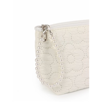 Косметичка женская «Цветочки», на молнии, ручка из бусин, молочная