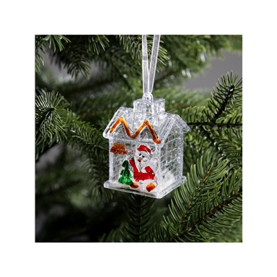 Ёлочная игрушка «Домик», 7 см, от батареек, свечение мульти (RGB)