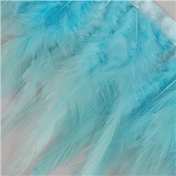 Перья петуха декоративные, на ленте, 10-15 см, 5±0.5 м, голубые